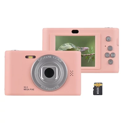 1080P digitális fényképezőgép, digitális videokamera 32 GB-os TF kártyával - Pink