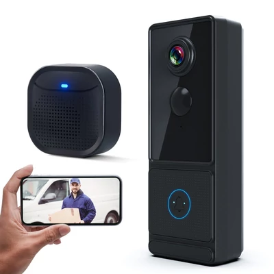 Aoresac ajtócsengő kamera, vezeték nélküli 2.4G WiFi, 2K 3MP HD éjszakai látó video ajtócsengő hangjelzéssel