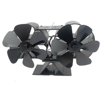 Fakályha ventilátor, hőhajtású kettős csendes motor, 6 lapáttal, nem elektromos - Fekete, 1-es típus