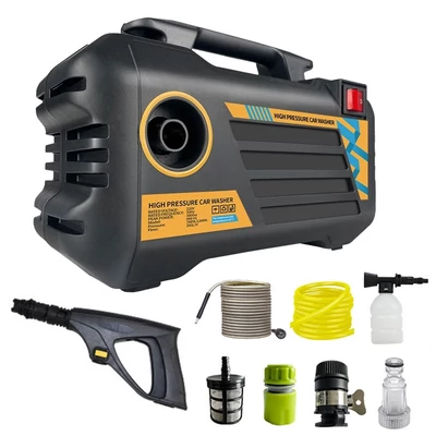 Elektromos nagynyomású mosó, 1450 PSI, 3 különböző nyomású hegy - Feket