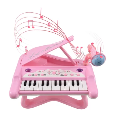 DJ201 25 gombos elektronikus billentyűzet: Mini hangszer forgatható mikrofonnal - Pink