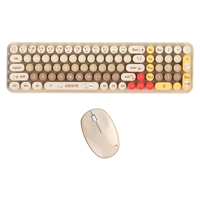 Mofii vezeték nélküli billentyűzet és egér készlet, BabyBear 2.4G USB - Tej-tea mix színű