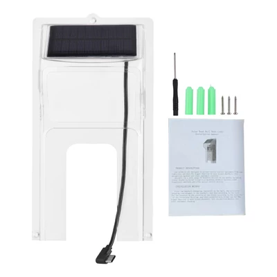 Csengő, esővédő napelemmel, átlátszó műanyag csengővédő pajzs