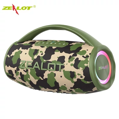 ZEALOT S97 80 W vezeték nélküli BT hangszóró erőteljes basszussal és színes fényekkel - Terepszínű
