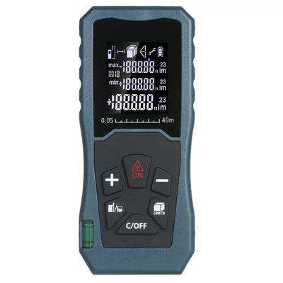 Lézeres távolságmérő, kézi 1,6 hüvelykes LCD, buborékszint (40m)
