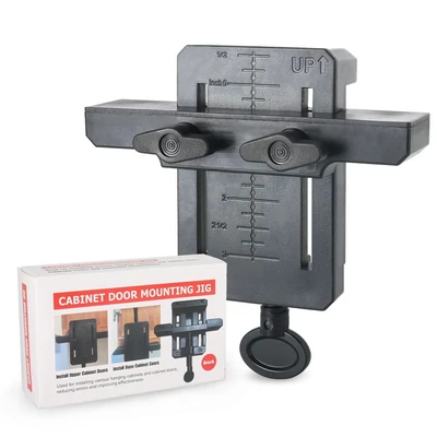 Sokoldalú szekrényajtó szerelősablon állítható fogantyúval, praktikus famegmunkáló eszköz könnyű igazításhoz