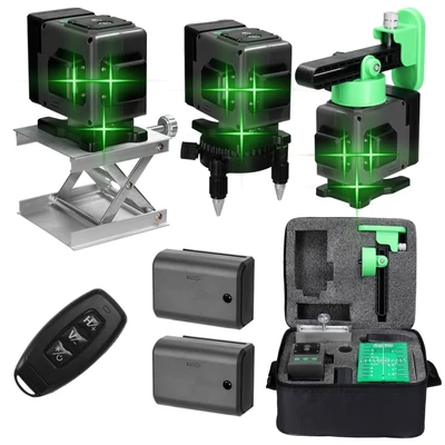 Mini többfunkciós, 12 soros lézeres 3°-os önszintező gép, USB újratölthető lítium akkumulátor - Fekete