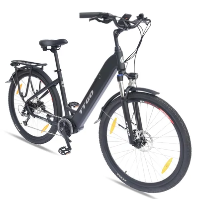 TTGO LK-ZZ-28ST városi elektromos kerékpár, 700C*45C gumik, női E kerékpár, 250W motor, 36V 20Ah akkumulátor - Fekete