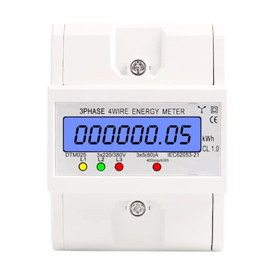 3 fázisú, 4 vezetékes energiamérő, 220/380V 5-80A energiafogyasztás kWh mérő - Fehér