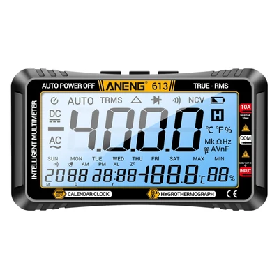 ANENG 613 3 az 1-ben intelligens multiméter, állandó naptári hőmérséklet / nedvességmérő, 4000 számláló - Fekete
