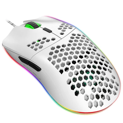 HXSJ J900 USB vezetékes játékegér, RGB játékegér hat állítható DPI-vel - Fehér