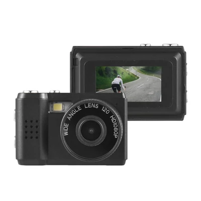 Mini digitális videókamera 1080P, beépített akkumulátorral, LCD kijelzővel és vakuval fotókhoz, videókhoz - Fekete