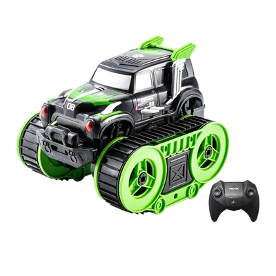 Távirányítós kaszkadőr autó, 2.4 GHz 4WD, kétoldalas, vízen és terepen járó játékautó fiúknak és lányoknak - Zöld