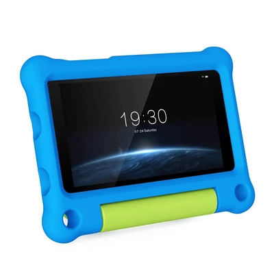 G-tab T7Pro gyerektablet 7'' kijelzővel, Android 14.0, WiFi, 4GB RAM, 64GB ROM, bővíthető HD Incell érintőképernyő, dupla kamera, tok és védőfólia - Kék