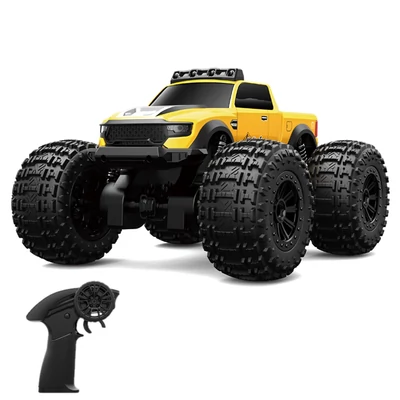 Akvatikus távirányítású autó, 2.4GHz 4WD terepjáró, fényszórókkal, vízálló stuntszett gyerekeknek - Sárga, 1 akkumulátor