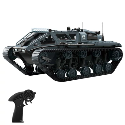 Lánctalpas távirányítós tank LED világítással és 360°-os forgással - Szürke, 1 akkumulátor