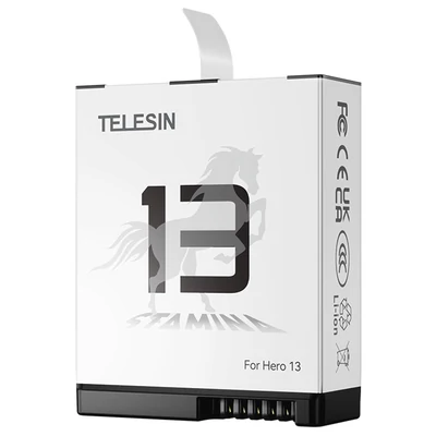 Telesin akciókamera akkumulátor 1950mAh 7.4Wh nagy kapacitású, gyorsan tölthető lítium akkumulátor GoPro Hero 13-hoz