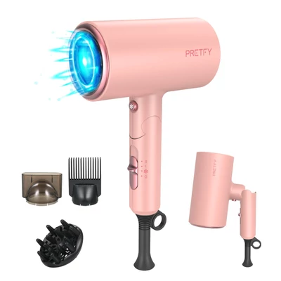 Pretfy 2000W hajszárító erős légárammal gyors szárításhoz, hidratáló, otthoni, szállodai és fodrászszalonokba - Pink
