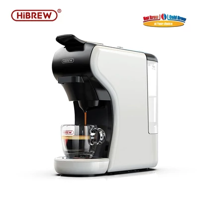HiBREW H1A 19 bar nyomású eszpresszó kávéfőző 4 az 1-ben, Dolce Gusto kompatibilis, hideg-meleg rendszer, 2 csészeméret - Fehér