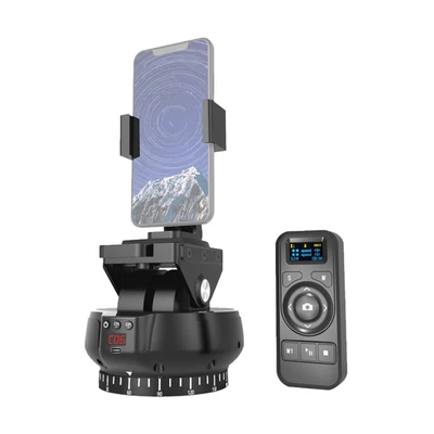 Andoer YT1200 motoros panorámafej, 2 tengelyes, 360°-os forgás, távirányítóval, 9 sebességfokozattal, 1 kg teherbírással.
