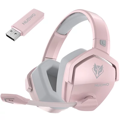 NUBWO G06 2.4G vezeték nélküli gaming fejhallgató mikrofonnal, 3,5 mm-es vezetékes sport fülhallgató, zajcsökkentés - Pink