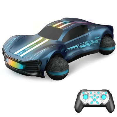 Távirányítós drift autó, 2.4GHz elektromos kaszkadőr jármű 360°-os forgással, terepgumik, LED fények, karácsonyi ajándék fiúknak-lányoknak - Kék, 1 akkumulátor