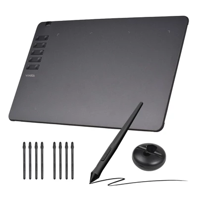 VINSA T906 25x15.5 cm grafikus rajztábla ultravékony, elem nélküli tollal, 8 heggyel, 8192 nyomásszinttel, 10 gyorsgombbal, Windows/Android kompatibilis
