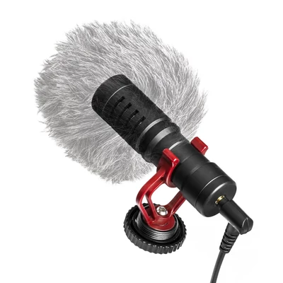 BOYA BY-MM1 mini kardioid kondenzátor mikrofon – univerzális videómikrofon 3,5 mm jack csatlakozóval okostelefonhoz, fényképezőgéphez, PC-hez
