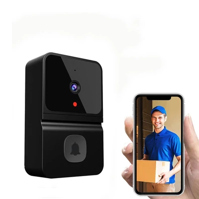 Okos ajtókamera csengőhanggal, infravörös éjjellátóval, 2.4G WiFi, vezeték nélküli, kétirányú hang, villa/lakás/iroda ajtóhoz – Fekete