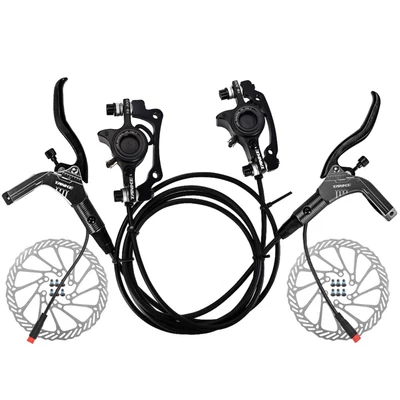 E-bike hidraulikus fékszett 160 mm tárcsákkal, első-hátsó hidraulikus fékkar elektromos kerékpárhoz, rollerhez - Fekete