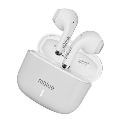 mblue AR02 vezeték nélküli fülhallgató BT 5.4 zajszűrő fél-fülbe sport headset mikrofonnal iOS-hoz és androidhoz - Fehér