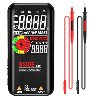 BSIDE S10 Intelligens Multiméter AC/DC Feszültség-, Ellenállás-, Kapacitás-, Frekvenciamérő - Fekete