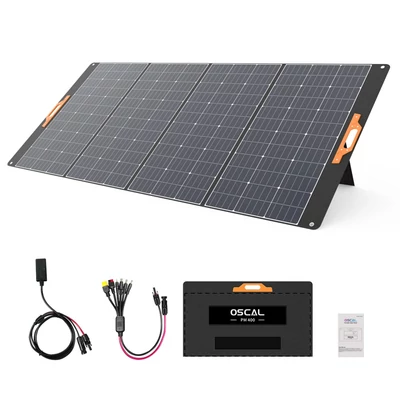 Oscal PM400 400 W összecsukható napelem, 23% hatékonyság, monokristályos cellák, állítható támasz, IP65, hordozható