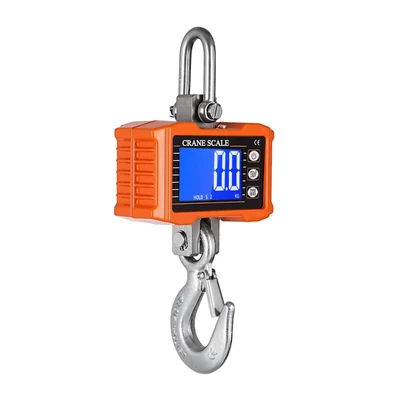 Digitális függőmérleg 1000 kg/2204 lb hordozható darumérleg LCD háttérvilágítással, ipari kampós mérleg építkezéshez, utazáshoz, piacra, horgászathoz - Narancs