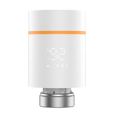 Okos termosztatikus radiátorszelep LED kijelzővel, programozható termosztát, mobilapp/hangvezérlés - Fehér-narancs
