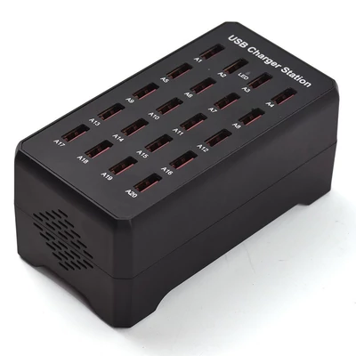 Usb-c töltőblokk több porttal, 20 portos 100w intelligens usb töltő, gyorstöltő, usb-c töltőállomás több eszközhöz, biztonsági védelemmel