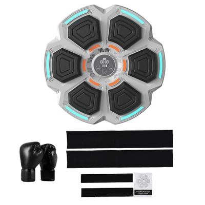 MBT-06 Zenei Boxgép: Interaktív fitnesz zenével és fényekkel, 9 sebesség, okos számláló, falra szerelhető - Szürke