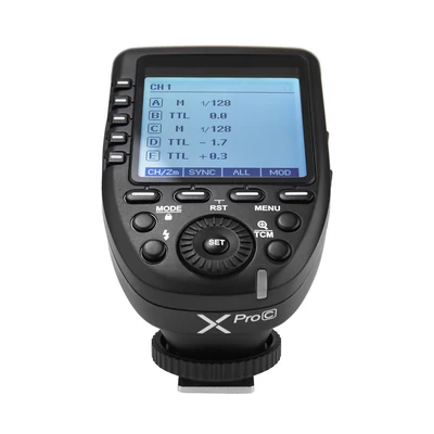 Godox Xpro-C E-TTL II rádiós vakukioldó Canonhoz, 2.4G X rendszer, 32 csatorna, 16 csoport, TTL/HSS támogatás