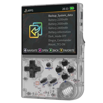 ANBERNIC RG35XX (2024-es) kézi konzol, 10000+ játék, 3,5" IPS, Linux, 7 óra üzemidő - Fehér, 32+128GB