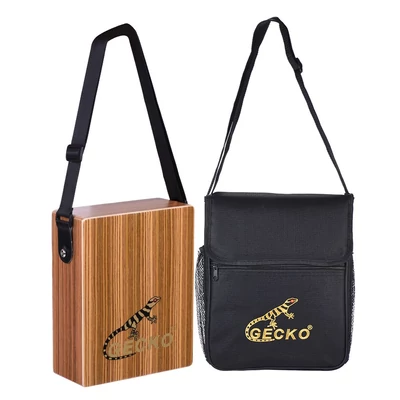 GECKO C-68Z hordozható cajon dob zebrafából, vállpánttal és hordtáskával
