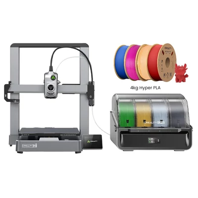 Creality Hi Combo 3D nyomtató + 4 kg Hyper PLA filament - 1 kg lila + 1 kg kék + 1 kg piros + 1 kg barackrózsaszín