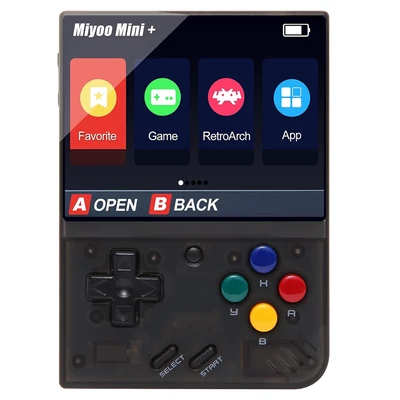 MIYOO Mini Plus 3.5" 2,5D IPS kijelzős játékkonzol, 64GB TF kártya - Fekeke