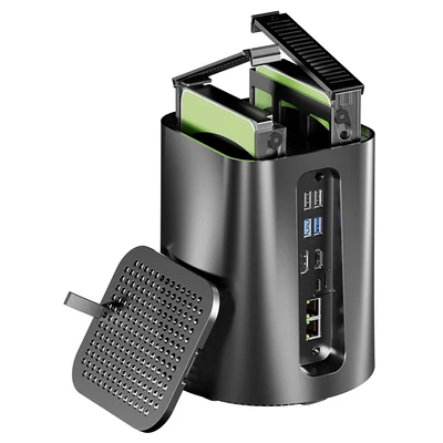 AOOSTAR R7 NAS Mini PC, Ryzen 7 5825U, DDR4 RAM+SSD, 3x4K kijelző, WiFi 6, BT 5.2, 2xUSB3.0, 2x2.5G LAN, dupla ventilátor - 16GB+512GB