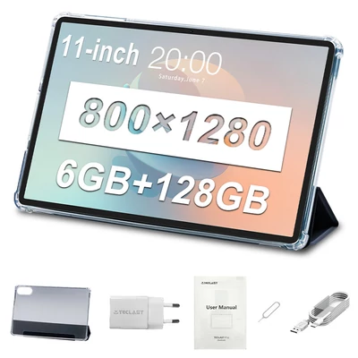 Teclast P50 Android 15 tablet, 11" 800×1280 IPS, Unisoc T606 8 mag, 8+12GB RAM, 128GB ROM, WiFi, BT 5.0, 5+8MP kamera, GPS, 7000mAh