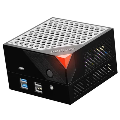 Ninkear MBOX 8 Pro mágneses moduláris mini PC, Ryzen 7 8845HS, 32GB DDR5 RAM, 1TB SSD, 4K HDMI/DP/Type-C, WiFi 6, BT 5.2, RGB