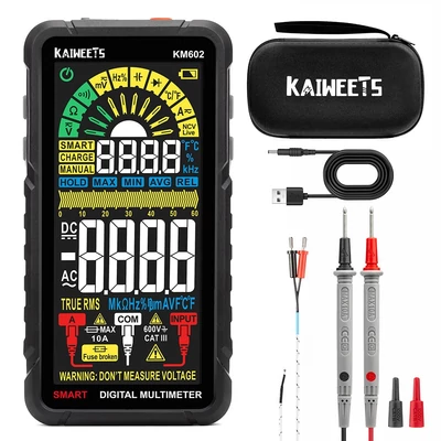 KAIWEETS KM602 okos digitális multiméter – True RMS, 6000 számlálás, újratölthető akkumulátor, beépített zseblámpa
