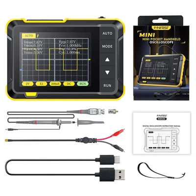 FNIRSI DSO152 mini hordozható digitális oszcilloszkóp P6100 nagyfeszültségű szondával, 2,5MSa/s mintavétel, 200kHz sávszélesség