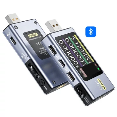 FNIRSI FNB58 USB feszültség- és árammérő Bluetooth-tal, gyorstöltés-érzékeléssel, 4-28V, 7A, 5 port, 2.0 IPS kijelző, protokollokkal