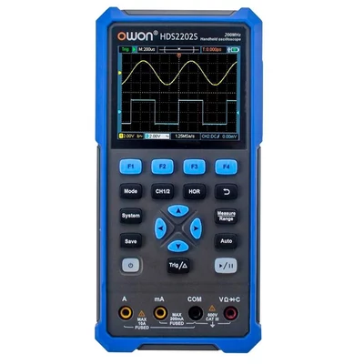OWON HDS2202S 3 az 1-ben digitális oszcilloszkóp, multiméter, jelgenerátor, 200MHz, 1GSa/s, 20000 kijelzés, EU csatlakozó
