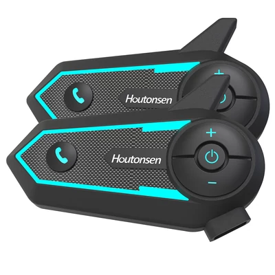 Houtonsen S6 motoros sisak headset, 1000m intercom, hangnavigáció, Bluetooth 5.1, 30h üzemidő, Type-C, IP65 vízálló - 2 db-os csomag